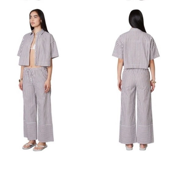 New NIA oasis cropped pants set, Angela cropped top, blue strip, coordinated set - Picture 3 of 10